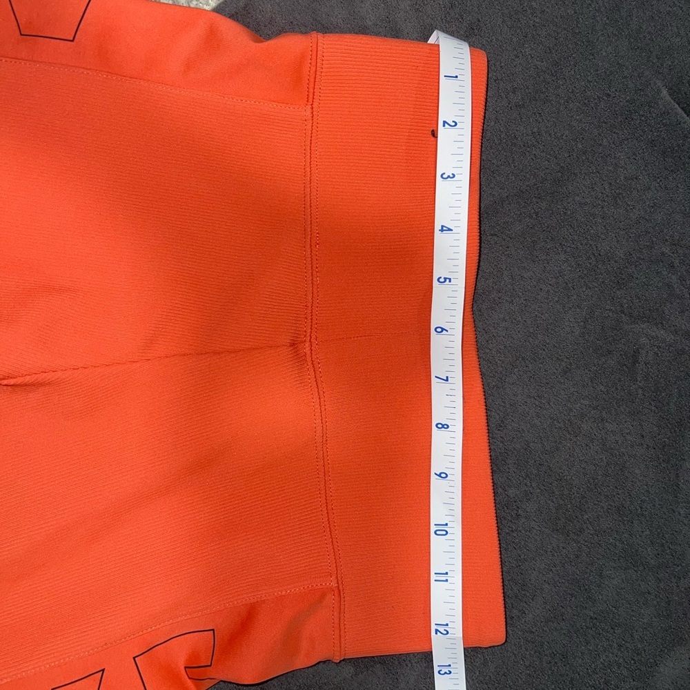 Women’s Nike Orange Athletic Shorts High-Waisted Compression - Picture 4 of 7